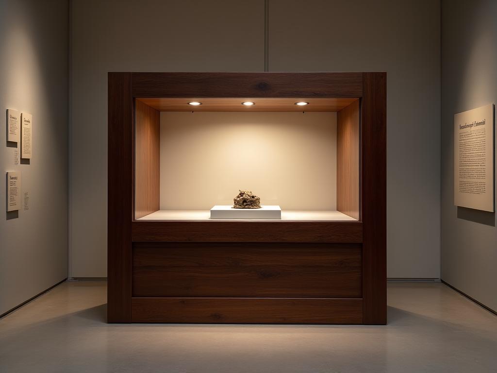 Vitrine exposition musée bois
